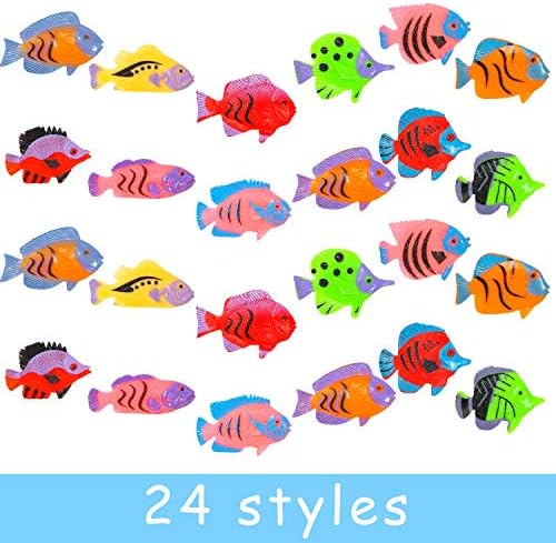 PROLOSO 48 Pcs Oyuncak Balık Tropikal Balık Şekil Oyun Seti Plastik Deniz Hayvanlar Temalı Parti Iyilik için Çocuk Tulumları