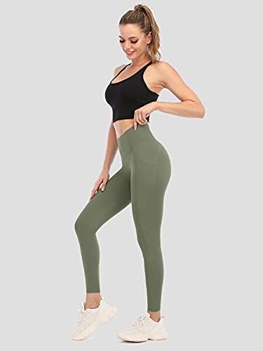 ATTRACO kadın Yüksek Belli Yoga Pantolon 7/8 Uzunluk Tayt Cepler ile Yoga Sıkı Egzersiz Tayt