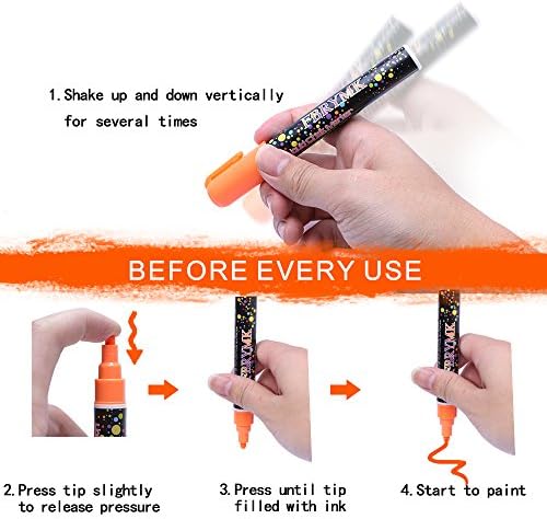 Sıvı Tebeşir İşaretleyiciler 8 Paket Neon Tebeşir Kalemler Toksik Olmayan Silinebilir Tozsuz Sıvı Kalemler Gözeneksiz Kara Tahtalar