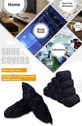 Ayakkabı Kapakları 100 Paket Siyah Tek Kullanımlık Kaymaz Çizme ve Ayakkabı Patik Kapakları Bir Boyut Kapalı Açık Siyah için