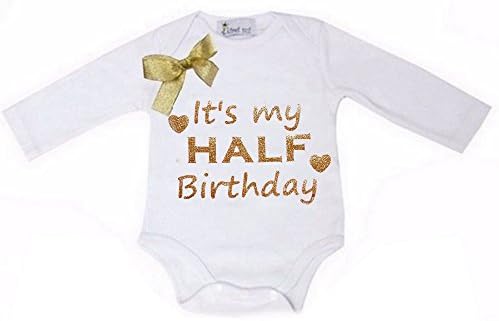 Kirei Sui Bebek Altın Sparkle Yarım Doğum Günü Bodysuit