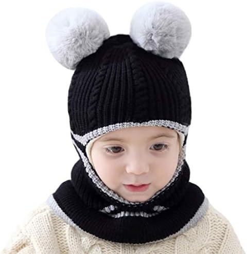 Kedi kulak bebek kız Erkek Kış şapka Toddler Örme Hood Eşarp Beanies Polar Astar ile