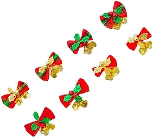 Zonster Bells ile 8 adet Noel Yay Noel Çelenkler Yaylar Mini Noel Ağacı Yaylar Noel Dekoratif Yaylar Kumaş Asılı Süslemeleri