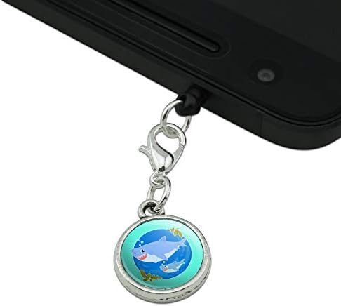 Anne köpekbalığı ve bebek okyanusta yüzme cep telefonu kulaklık jakı çekicilik iPhone iPod Galaxy için uygun
