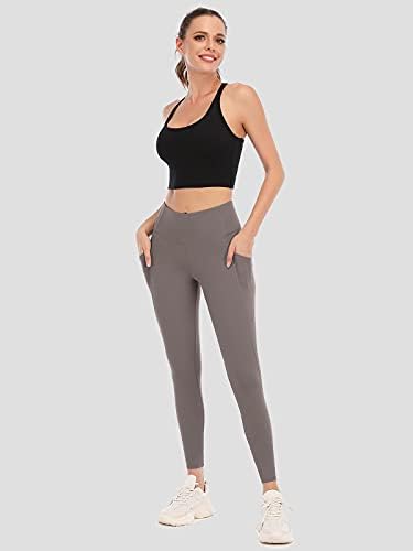 ATTRACO kadın Yüksek Belli Yoga Pantolon 7/8 Uzunluk Tayt Cepler ile Yoga Sıkı Egzersiz Tayt