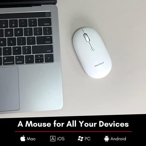 Macally Kablosuz Bluetooth Fare Şarj Edilebilir - Dizüstü Bilgisayar, Masaüstü Bilgisayar, Mac, MacBook Pro Air, Sessiz Düğmeli