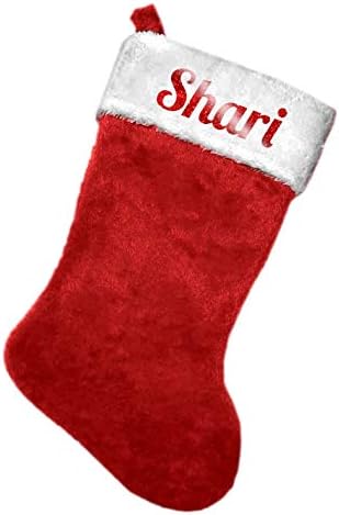 Shari Kırmızı Glitter Peluş Noel Tatili Çorap, 8.5 inç. x 18 inç.