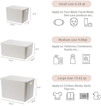 MineSign Kapaklı 3 Plastik saklama kabı Seti İstiflenebilir Mutfak Kiler Dolabı Dolap Kozmetik Saklama Kutuları Kare İstiflenebilir