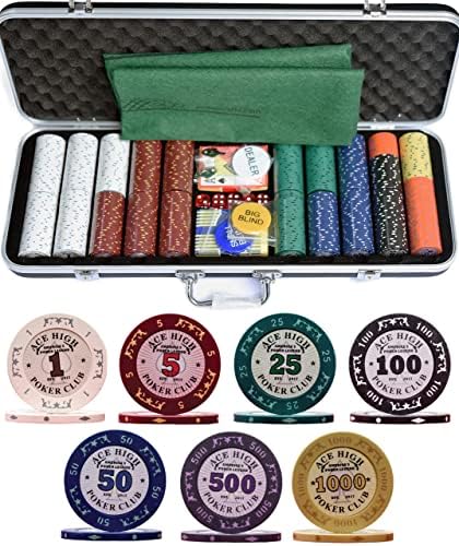 pokercraftstm 500 Parça Pro Poker Kil Poker Seti-2X Plastik Kartları ile Kesme Kartları-Takviyeli kılıf-Ücretsiz Poker Keçe (Ağır