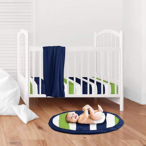 Sweet Jojo Designs Stripe Boy Baby Playmat Karın Zamanı Bebek Oyun Matı-Lacivert, Kireç Yeşili ve Beyaz