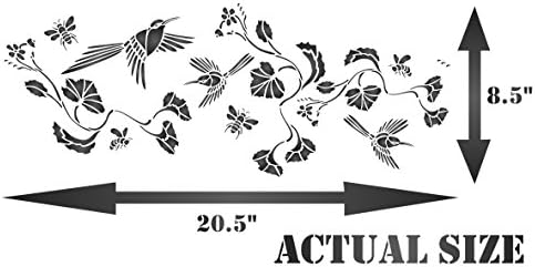 Hummingbird Stencil, 20. 5x8. 5 inç - Kuşlar Arılar Vines Sınır Şablonlar için Boyama Şablon