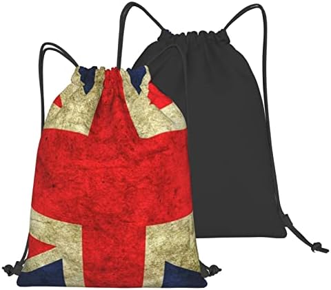 Vintage İngiliz Bayrağı Baskı İpli Çanta Spor Çanta, Dize Çanta Cinch Spor & acirc;€‹sackpack & acirc; € Erkekler Kadınlar için