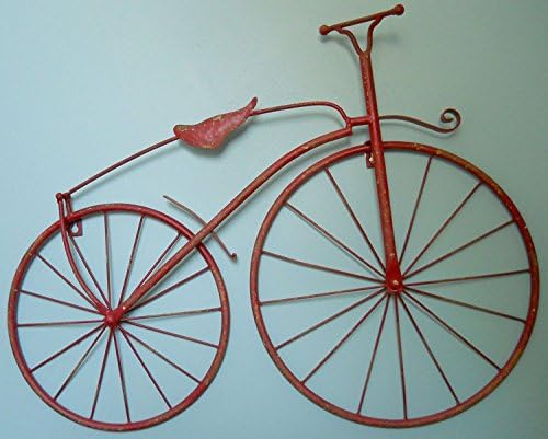 INsideOUT 25 Demir Antik Stil Bisiklet Duvar Sanatı Bisiklet Duvar Dekor Yeni Yıpranmış Kırmızı Renk
