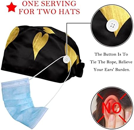 HUİ JİN DÜKKANI 2 Paketleri Kabak-Şekilli Çalışma Kap Düğmeleri ile Ter Bandı Ayarlanabilir Şapka Kravat Geri Şapka Altın Kalpler