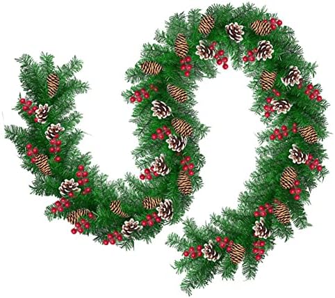 12b Noel Çelenk, suni çam iğneleri Çelenk, bükülebilir Noel Ağacı Çelenk, 50 LED Dalları Çilek çam kozalakları Ev bahçe Partisi