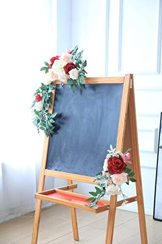 FLCSIed Yapay Çiçek Swag Gül Poney Greeny Çiçek Çelenk Düğün Töreni ıçin Işareti Ev Çiçek Dekorasyon-2 paketi