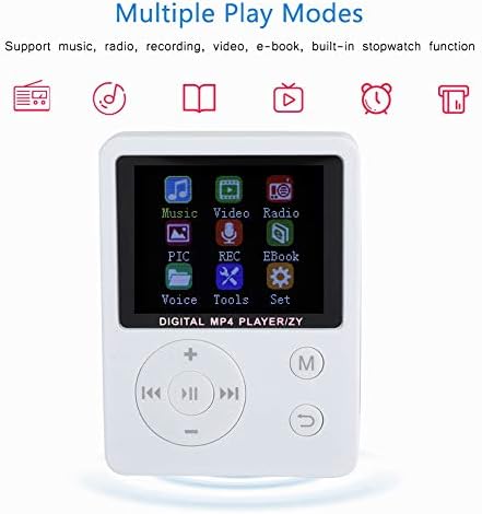 WNSC MP4 Çalar, müzik Çalar Renkli Ekran USB2. 0 Yuvarlak Düğme ile Spor için Kayıt için Ev Seyahat Kullanımı için(Beyaz)