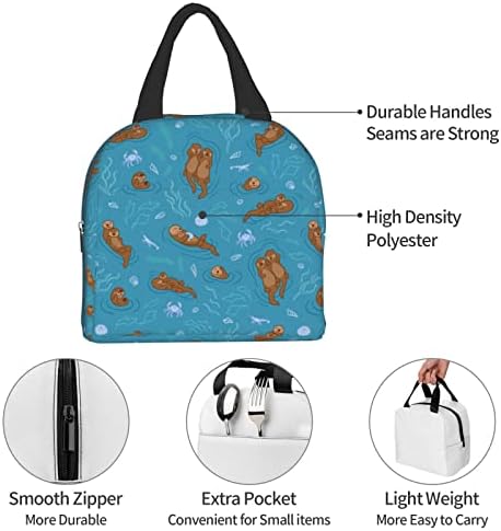 Aşık su samuru öğle yemeği çantası, piknik yalıtımlı öğle yemeği kutusu konteyner, ev/iş/okul/açık/seyahat için uygun