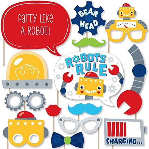 Mutluluk Büyük Nokta Dişli Up Robotlar-Doğum Günü Partisi veya Bebek Duş Photo Booth Dikmeler Kiti -20 Sayısı
