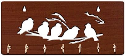 SEHAZ ARTWORKS DIY 5 Kuşlu Ahşap Anahtarlık (25 cm x 11 cm x 0,3 cm, Kahverengi)
