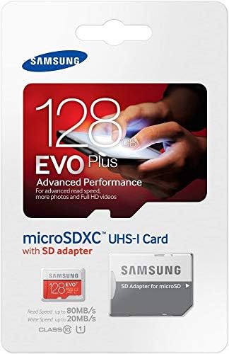 Samsung 128 GB EVO Artı UHS-ı Sınıf 10 Mikro SDXC Kart Adaptörü ile kadar 80 MB/s (MB-MC128D)