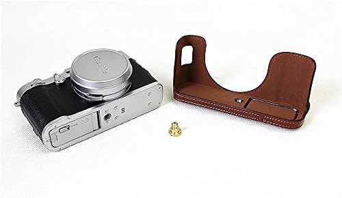 Tam Koruma Alt Açılış Sürümü Koruyucu PU Deri Kamera Kılıfı Çanta Fujifilm x100f Omuz Askısı ile Koyu Kahverengi