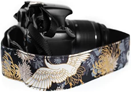 Tüm DSLR Fotoğraf Makineleri için Kamera Askısı Siyah Vinç Altın Folyo Tarzı Vintage. İşlemeli Zarif Evrensel Boyun ve Omuz Askısı,
