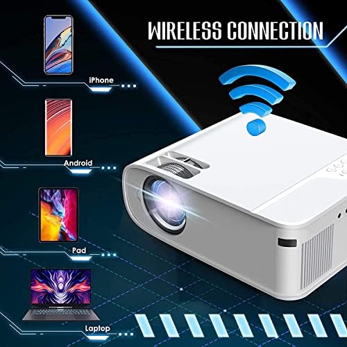5G WiFi Bluetooth Projektör, Açık Projektör Desteği 4 K, 8500 Lümen 300 Ekran, Keystone&Zoom, Senkronize Ekran, Full HD Yerli