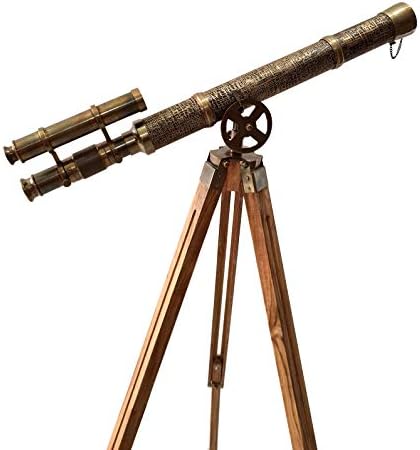 collectiblesBuy Antik Pirinç ve Deri Dokulu Vintage Teleskop Çift Varil Griffith Harbor Usta Kapsam Ev Dekor