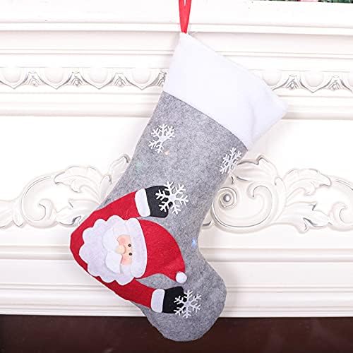 YUDOTE noel çorap 3 Set, LED yanıp sönen ışıklar parlayan noel süslemeleri için noel ağacı şömine, 12 Santa kardan adam Noel