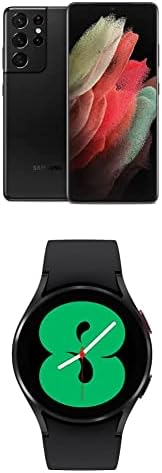 Samsung Galaxy S21 Ultra 5G Fabrika Unlocked Android Cep Telefonu 256 GB, Fantom Siyah ile Samsung Galaxy İzle 4 44mm Smartwatch
