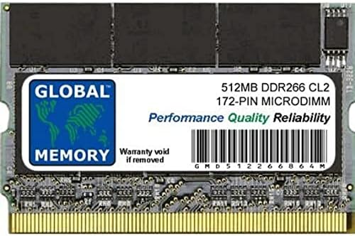 Dizüstü Bilgisayarlar/Dizüstü Bilgisayarlar için Küresel Bellek 512MB DDR 266MHz PC2100 172-PİN MİCRODIMM Bellek Ram