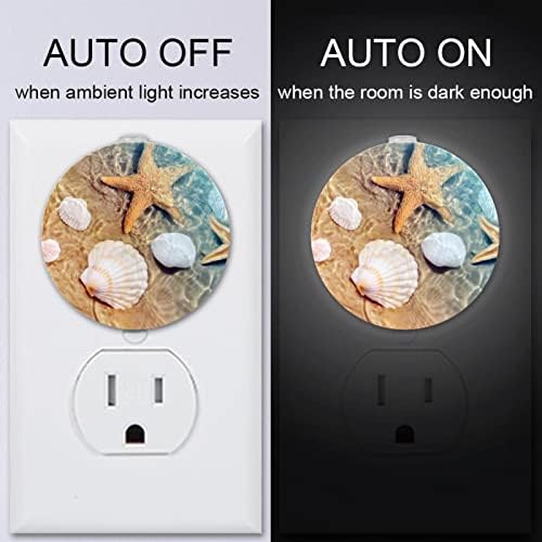 2 ADET LED Gece Işıkları Yuvarlak Alacakaranlıkta Şafak Sensörü Yaz Plaj Plug in Gece Lambası Koridor, Yatak Odası, Çocuk Odası,
