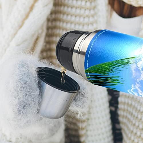 Lılıbeely 17 oz Vakum Yalıtımlı Paslanmaz Çelik Su Şişesi Spor Kahve Seyahat Kupa Flask Hakiki Deri Sarılmış BPA Ücretsiz, plaj