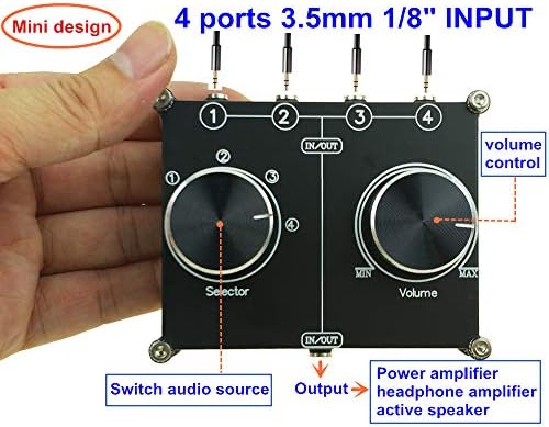 3.5 mm AUX Kablosu Switcher, 4 Giriş 1 Çıkış, AUX 1/8 Kaynağı Stereo Splitter, Ses Seçici Kutusu, sinyal Anahtarı için Ses Kontrolü
