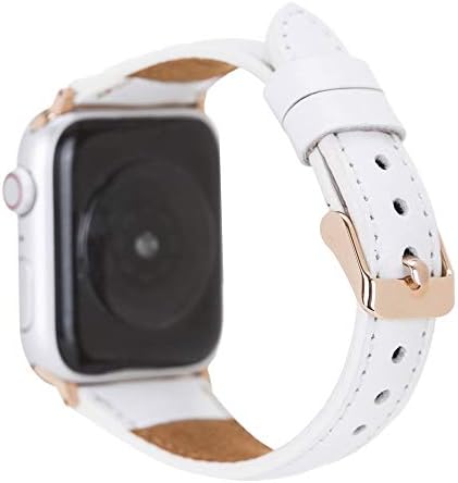 BARCHELLO Apple saat bandı ile Uyumlu Hakiki Deri Beyaz İnce Kayış için iWatch Serisi 5, 4 (40mm), iWatch Serisi 3, 2, 1 (38mm)