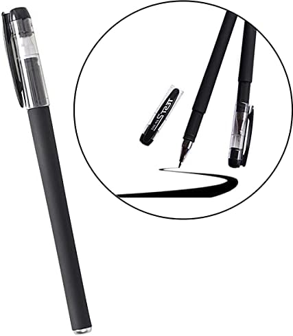 12-Pack Siyah Jel Kalem Imza Kalem Rollerball Kalem Ince Kalemler Noktası (0.5 mm) Siyah Mürekkepleri Kalemler Konfor Kavrama