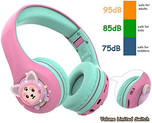 Riwbox Baosilon CB-7S Kedi Çocuk Kulaklıklar Kablosuz / Kablolu Mic ile, Light Up Bluetooth Kulaklıklar Aşırı Kulak Hacmi Sınırlı
