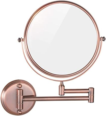 Nhlzj Temiz ve Parlak Yuvarlak Çift Taraflı Tıraş Aynası, Banyo Katlanır 360° Döner Kozmetik Makyaj Aynası (Renk: Pembe Altın,