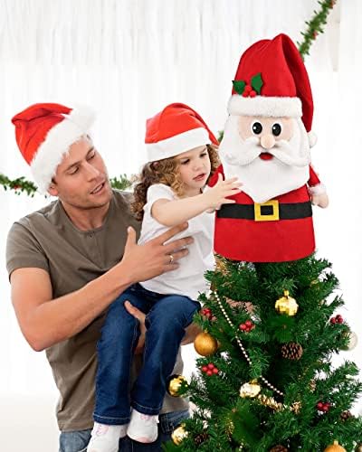 D-FantiX Kardan Adam Ağacı Topper + Santa Ağacı Topper, 33.4 İnç Büyük Noel Ağacı Topper, Santa Hugger, Noel Noel Ağacı Süslemeleri,