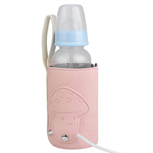Biberon ısıtıcısı, USB biberon ısıtıcısı Taşınabilir Süt Seyahat Depolama Yalıtım Termostatı biberon ısıtıcısı Kapağı (Pembe)