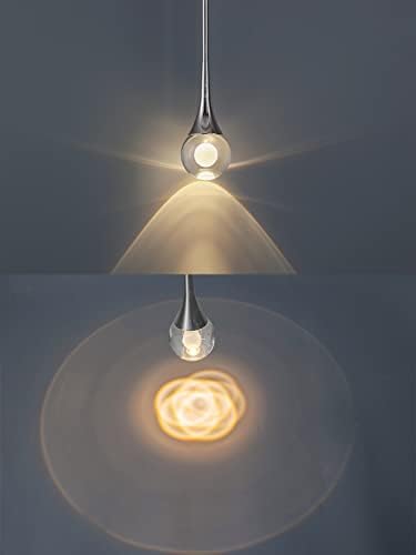 Unrammelife küre kristal kolye ışık gümüş cilalı nikel kaplama, 1-Light Mini gözyaşı asılı ışık fikstür, 8 W Dim led ışık Modern