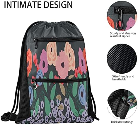Güzel Çiçek İpli sırt çantası Çanta Cinch Çuval ile Cepler Eğitim İpli Spor Çantası