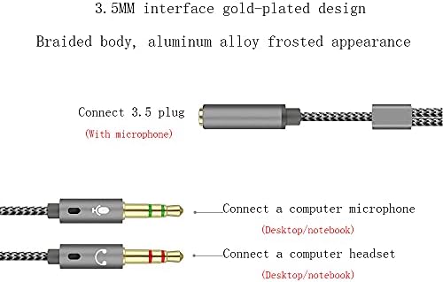 CYMZZAD Kulaklık Splitter Kablo, 3.5 mm Kulaklık Splitter Mic ve Ses Y Splitter Jack, kadın 2 Erkek Adaptör PC Oyun için-10 inç