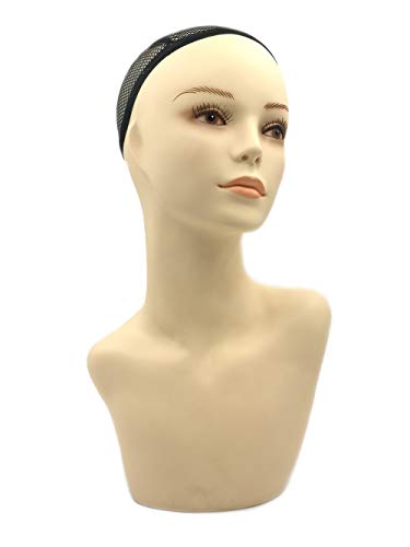 17-inç Kadın Manken Kafa Formu ile Kirpikler ve Dudaklar Ekran Standı için Peruk, Şapka, Takı