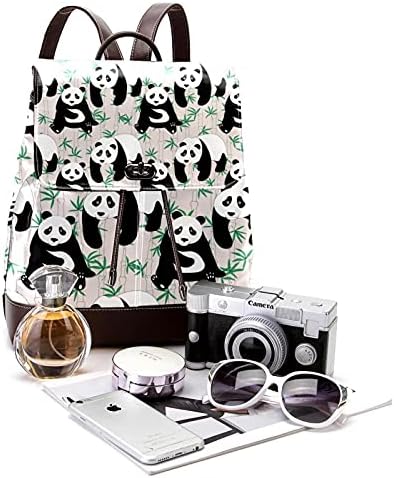 Sevimli Panda bambu desen moda kadın Anti-hırsızlık omuz çantası PU deri sırt çantası rahat çanta