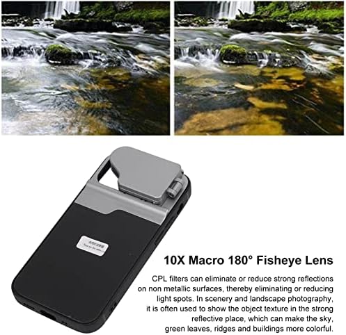Akozon 10X Makro CPL Filtre 180° Balıkgözü Lens Cep Telefonu Kapak iPhone 13 Mini Telefon Çizilmeye Dayanıklı