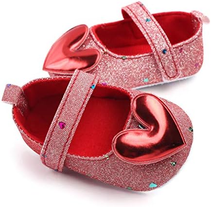 Huaaı Toddler Bebek Kız Elbise Ayakkabı Kaymaz Kalp Şeklinde Ayakkabı Yumuşak Ilk yürüyüş ayakkabısı Prenses Ayakkabı Hediye