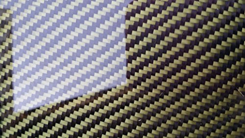 Gerçek Karbon Fiber Kevlar Hibrid Fiberglas Panel Levha Levha 18 ×30 × 1/32 Parlak Bir Tarafı Sarı