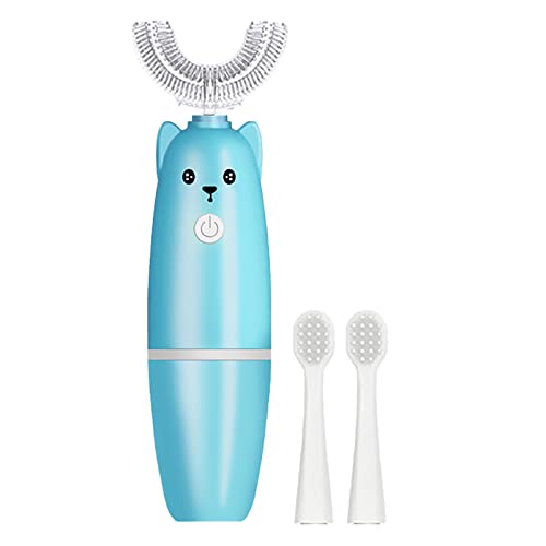 Yuanl Elektrikli Diş Fırçası Çocuklar için 360° Kapsamlı Temizlik Beyazlatma Masaj U-şekilli Şekil Diş Fırçası ile 2 Adet Fırça